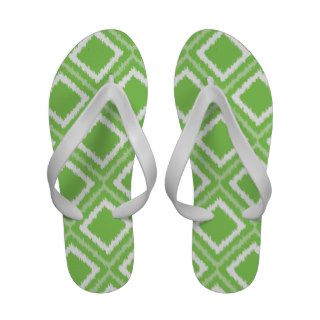 Flip Flop Sandals   Lime Green Ikat Pattern