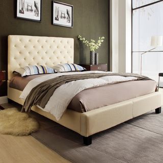 Sophie Beige Fabric Tufted King size Platform Bed Beds
