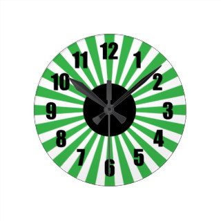 Green Stripes Black Number Wall Clock