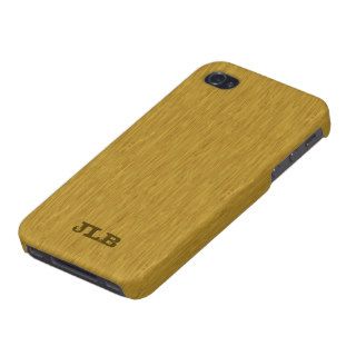 Faux wood type natural, add your initials cover for iPhone 4
