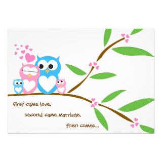 Twin Baby Girl and Boy Owl Baby Shower Invitation