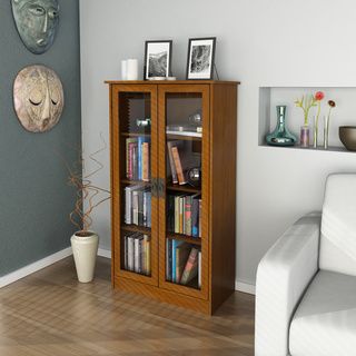 Inspired Cherry Glass Door Bookcase Storage