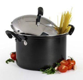 Basis Essentials 5 Quart Carbon Steel Pasta Pot with Strainer Lid Locking Strainer Lids Kitchen & Dining