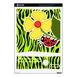 Ladybug on Chartreuse Zebra Stripes Animal Print Xbox 360 S Skin