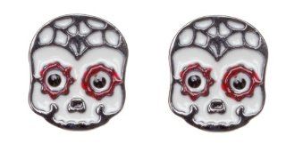 Sourpuss Clothing Sugar Skull Stud Earrings Red Jewelry