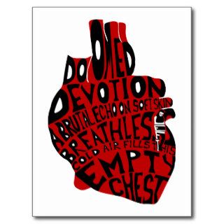 empty chest  anatomical heart postcards