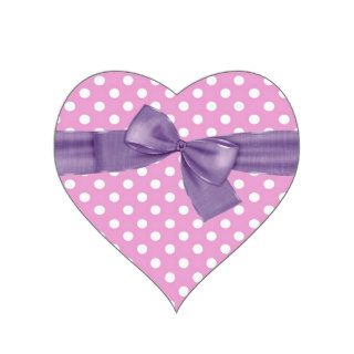Pink and White Polka Dots Purple Bow Gift Item Stickers