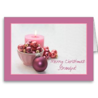 Grandpa merry christsmas  pink ornaments christmas cards