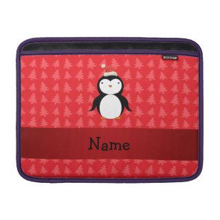 Personalized name penguin red christmas trees MacBook air sleeves