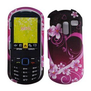For Straight Talk Samsung R455c Accessory   Purple Heart Design Hard Case Cover + LF Screen Wiper Cell Phones & Accessories