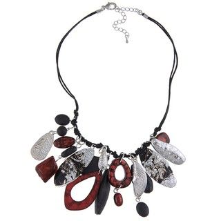 Alexa Starr Silvertone Acrylic Bead and Black Cord Necklace Alexa Starr Fashion Necklaces
