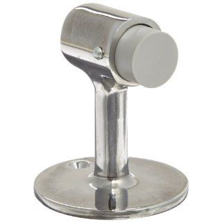 Rockwood 456.26 Brass Straight Roller Stop, #8 X 3/4" OH SMS Fastener, 4 9/16" Projection, 2" Base Diameter, Polished Chrome Plated Finish Industrial Hardware