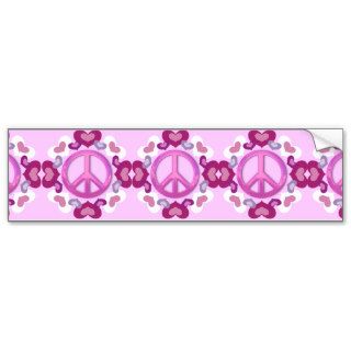 Pretty Pink Peace Sign and Hearts Bumper Sticker