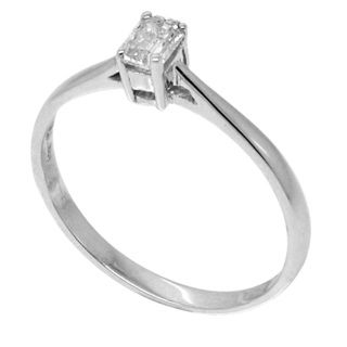 De Buman 18k White Gold 1/6ct TDW Radiant Cut Diamond Solitaire Promise Ring (G H, SI3) De Buman Diamond Rings