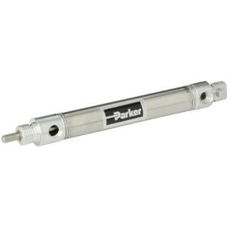 Parker .75DPSR03.0 Stainless Steel Air Cylinder, Round Body, Double Acting, Pivot & Nose Mount w/ Pivot Pin, Non cushioned, 3/4 inches Bore, 3 inches Stroke, 1/4 inches Rod OD, 1/8" NPT Port Industrial Air Cylinders