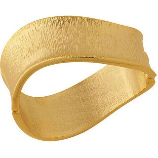 NEXTE Jewelry 14k Gold Overlay Curved Textured Hinged Bracelet NEXTE Jewelry Gold Overlay Bracelets