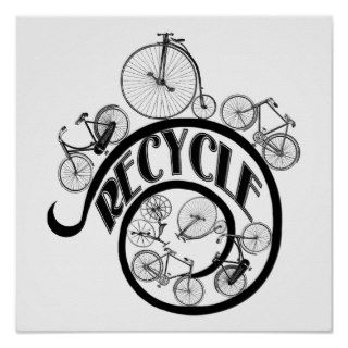 Vintage Bicycles Recycle Apparel and Gifts Posters