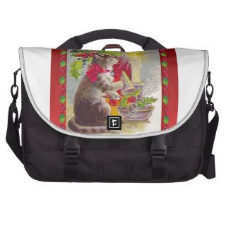 Vintage Christmas, Cat among decorations Laptop Commuter Bag