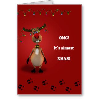 Funny Reindeer Xmas   Greeting Card