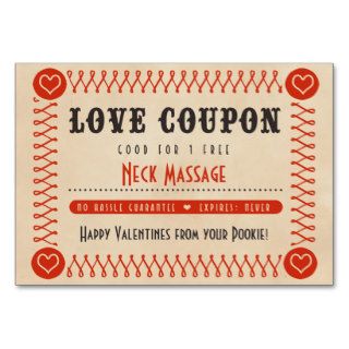 Love Coupons for Couples Valentines or Anniversary Table Cards