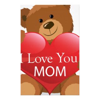 bear give I Love U MOM Customized Stationery