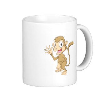 Cute Monkey Waving Hand Hi Hello Goodbye Coffee Mug
