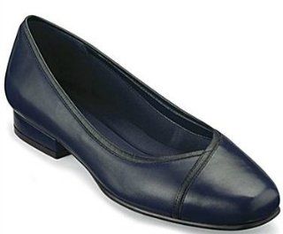 Liz Baker Fantasia Leather Flat Shoes, Navy, Size 7W(D) 