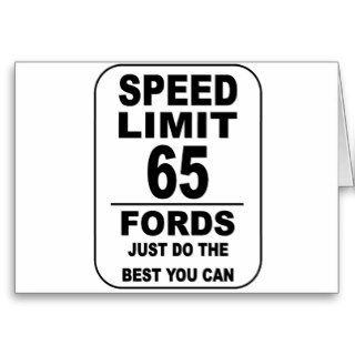 SPEED LIMIT FORDS CARD