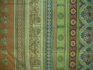 Indian Print Kalamkari Tapestry Bedspread Green   Bedding Accessories
