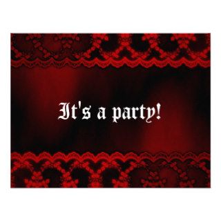 Red Lace Vampire Goth Bachelorette Party Custom Invite