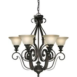 Illumine 6 Light Antique Bronze Chandelier with Shaded Umber Glass Shade CLI FRT2346 06 32
