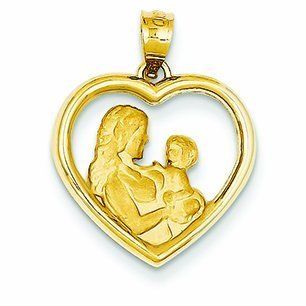 14K Gold Mom/Baby Heart Charm Jewelry