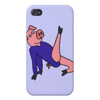 XY  Pink Pig Gymnast doing Floor Exercises Cases For iPhone 4