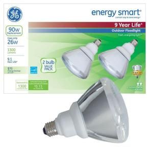 GE 90W Equivalent Soft White (2700K) PAR38 Outdoor CFL Flood Light Bulb (2 Pack) DISCONTINUED FLE26/2PAR38XL2T
