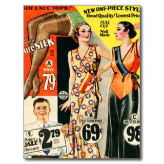 Retro Vintage Kitsch Fashion Catalog Art Post Cards
