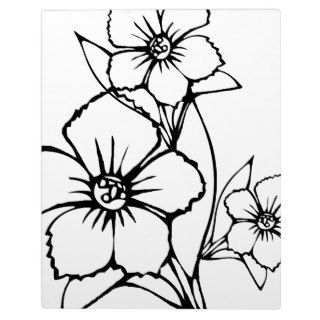 Black outline of three flower photo plaques