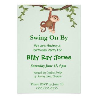 Swinging Monkey Birthday Invitation