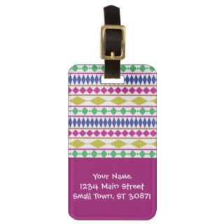 Colorful Girly Geometric Trial Pattern Travel Bag Tag