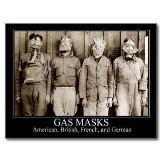 Various types of Gas Masks Post Cards