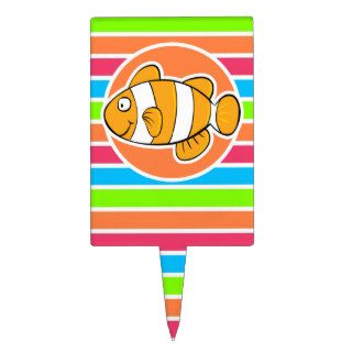 Clown Fish; Retro Neon Rainbow Cake Toppers