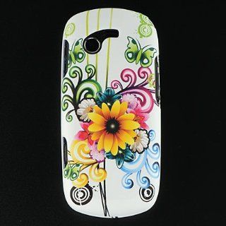 Samsung Gravity 3 T479 Crystal Design Case   White with Flower and Butterfly Design Cell Phones & Accessories