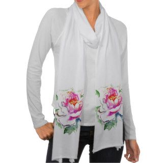 Watercolor pink peony flower custom scarf wrap