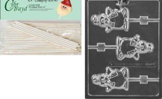 Cybrtrayd 00045St50 C464 Festive Penguin Lolly Christmas Chocolate/Candy Mold with 50 4.5 Inch Lollipop Sticks Kitchen & Dining