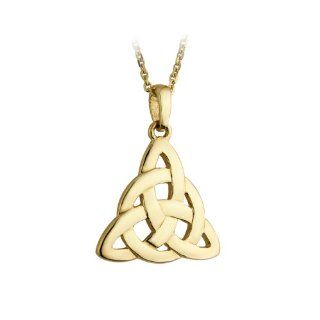 10k Yellow Gold Trinity Celtic Knot Pendant Necklace Irish Made Jewelry
