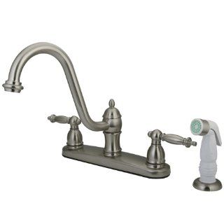 Kingston Brass KB3118TL Templeton 8 Inch Kitchen Faucet with White Sprayer, Satin Nickel   Touch On Kitchen Sink Faucets  