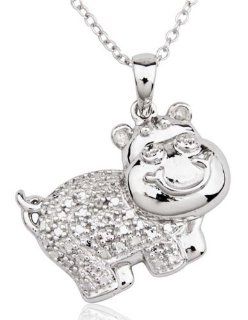 Sterling Silver and Diamond Accent Hippopotamus Pendant Hippopotamus Jewelry Jewelry