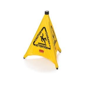 Rubbermaid Commercial Products 20 in. Yellow Multi Lingual Caution Wet Floor Pop Up Safety Cone RCP 9S00 YEL