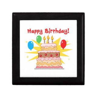 Happy Birthday Cake and Balloons Keepsake Boxes