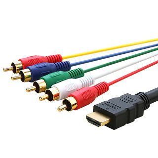Five foot HDMI to Five RCA Audio/Video Component Strain relief Cable BasAcc A/V Cables