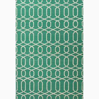 Handmade Geometric Pattern Green/ Ivory Wool Rug (8 x 10) JRCPL 7x9   10x14 Rugs